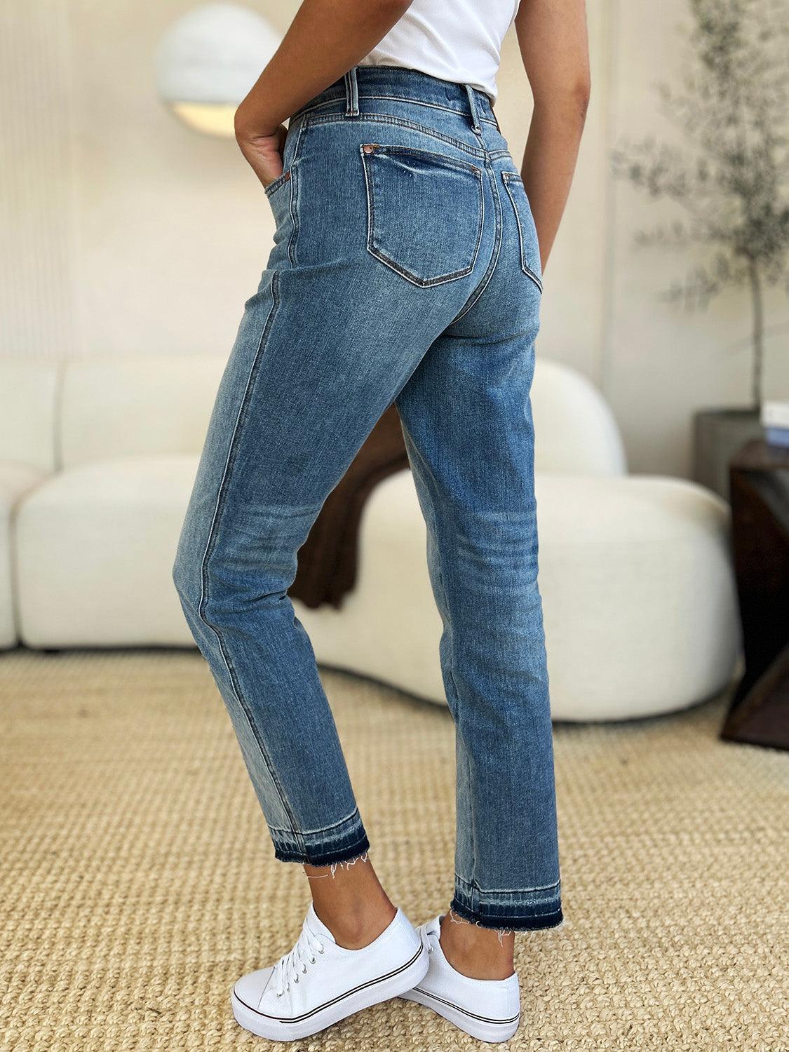 Judy Blue Full Size Mid Rise Rigid Magic Release Hem Jeans Judy Blue
