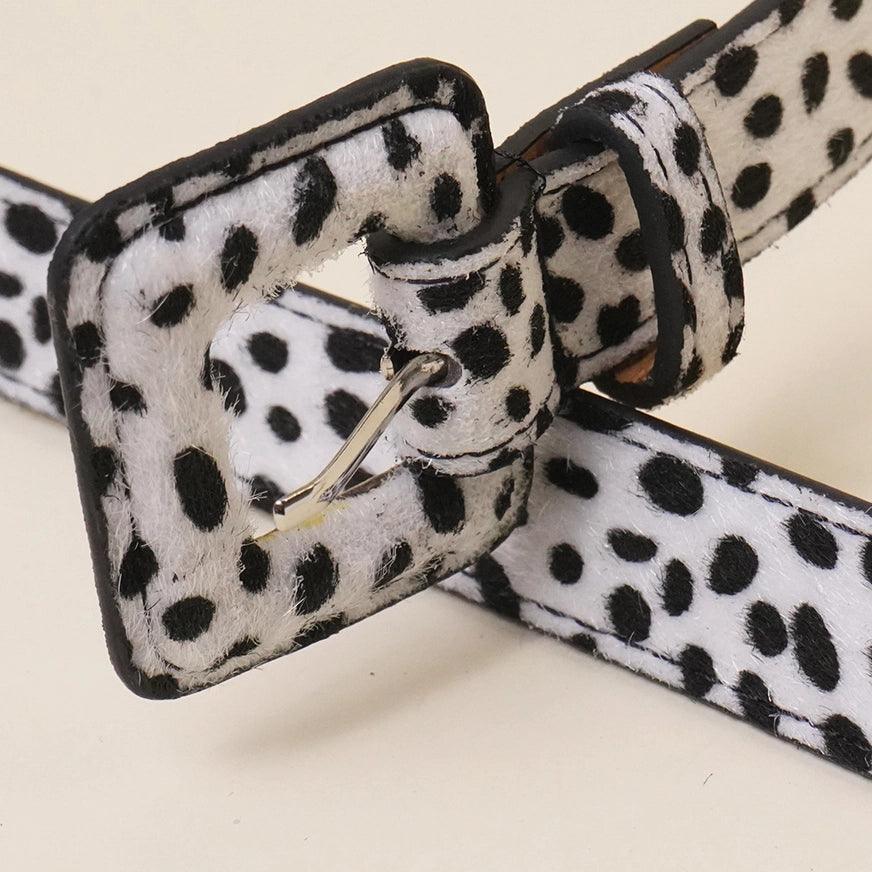 Animal Skin Pattern Print Belt W Square Buckle belt Dalmation