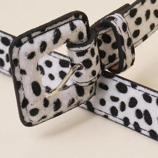 Animal Skin Pattern Print Belt W Square Buckle belt Dalmation