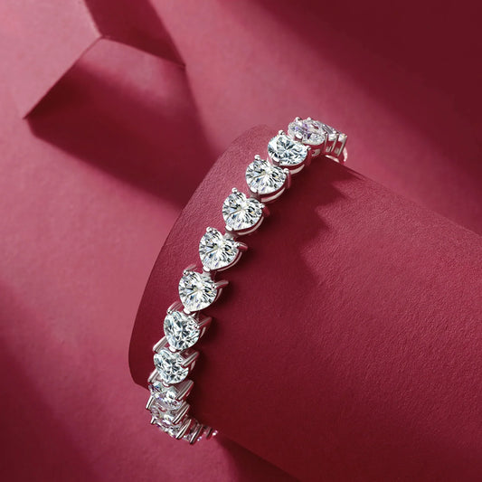 24 Carat Moissanite 925 Sterling Silver Heart Bracelet Bracelet