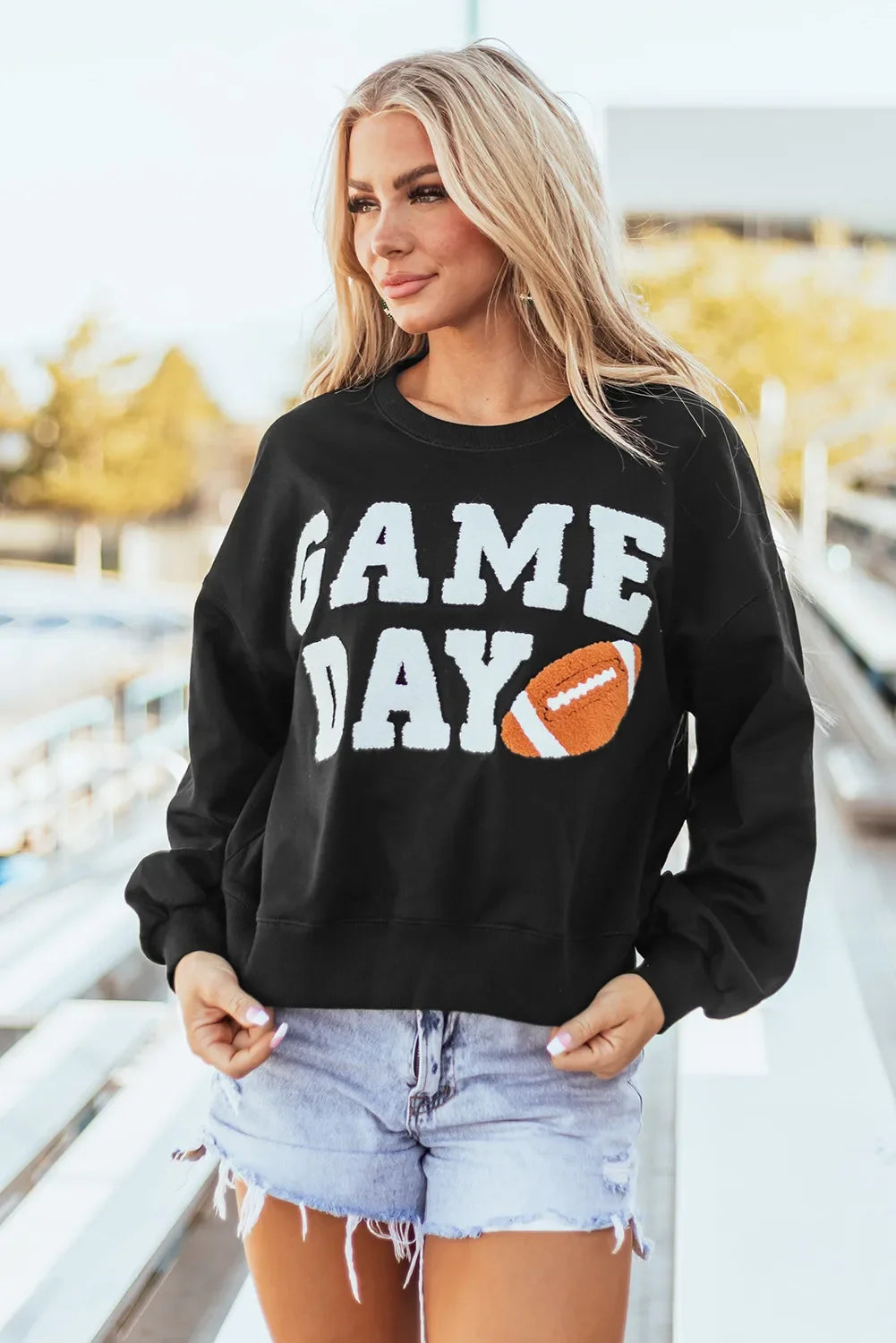 GAME DAY Round Neck Long Sleeve Sweatshirt Sweatshirt