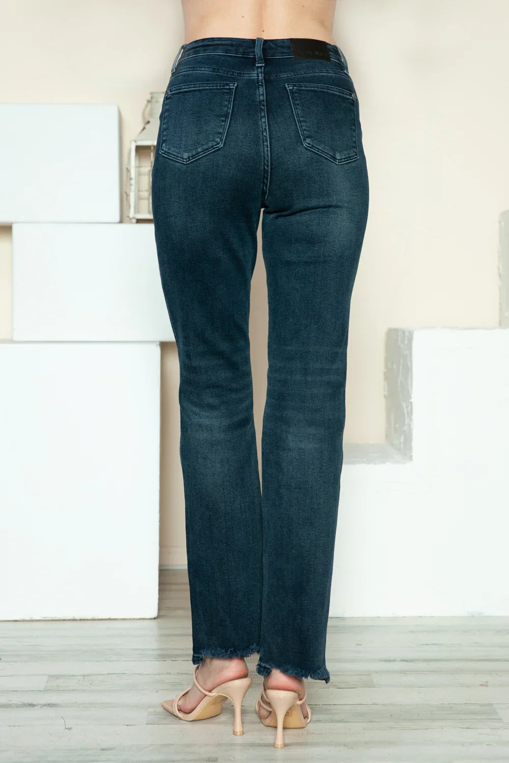 Judy Blue Full Size Button Fly Hem Destroy Straight Jeans Judy Blue
