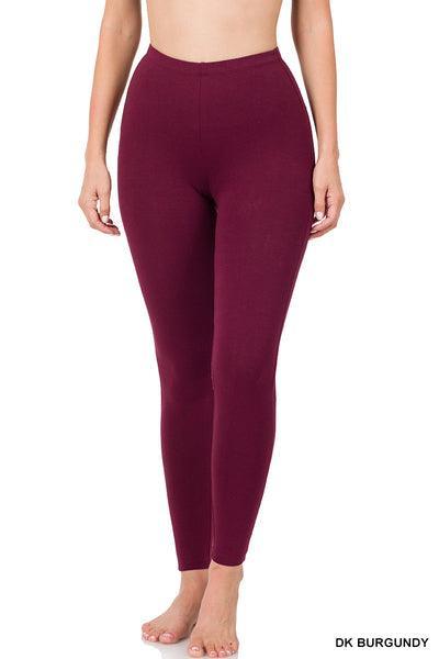 PREMIUM COTTON FULL LENGTH LEGGINGS Leggings DK Burgundy
