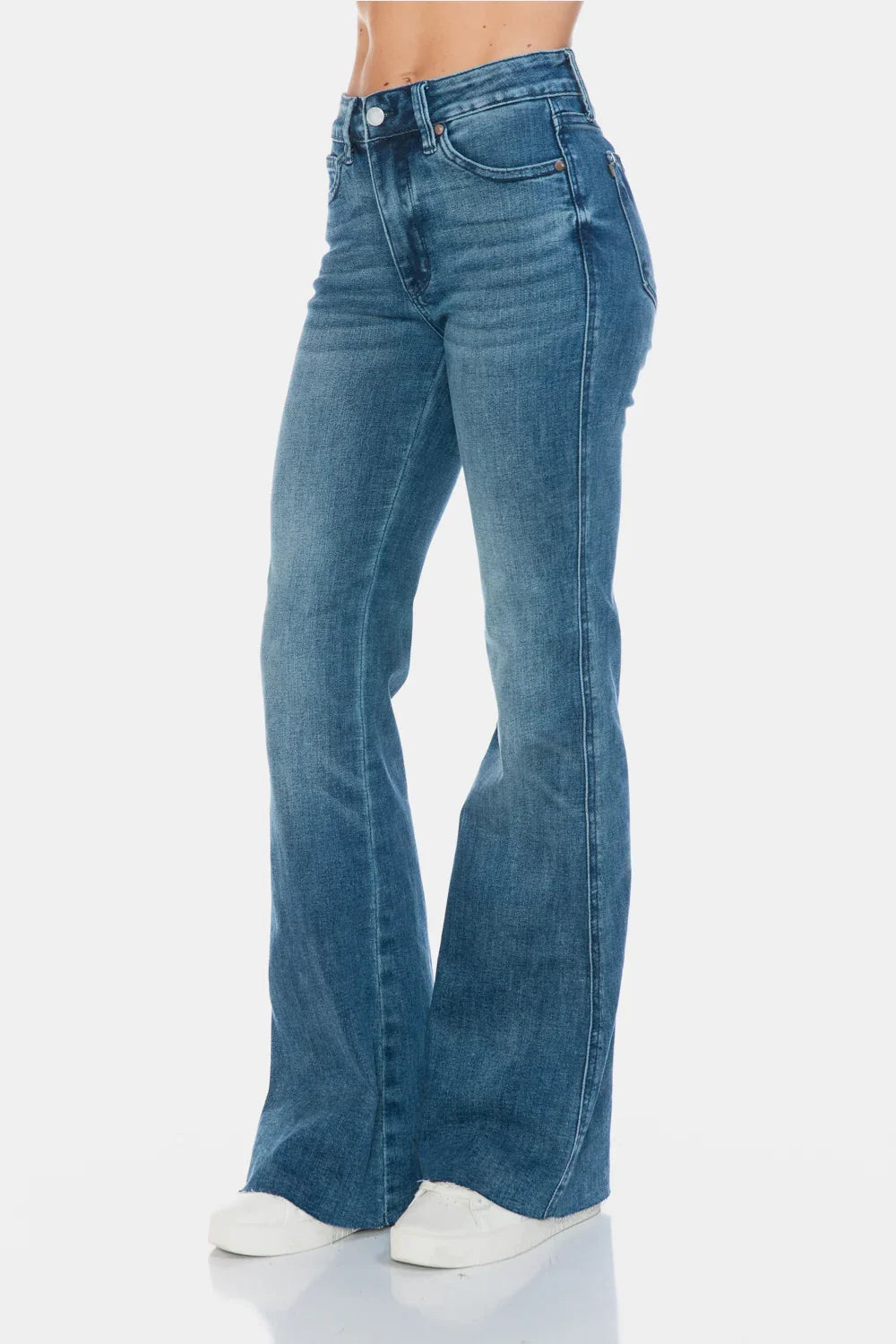 Judy Blue Full Size Tummy Control Cut Hem Flare Jeans Judy Blue
