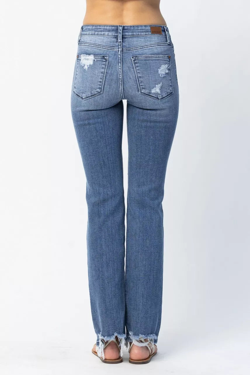 Judy Blue Full Size Mid Rise Destroy Straight Jeans Plus Size Judy Blue