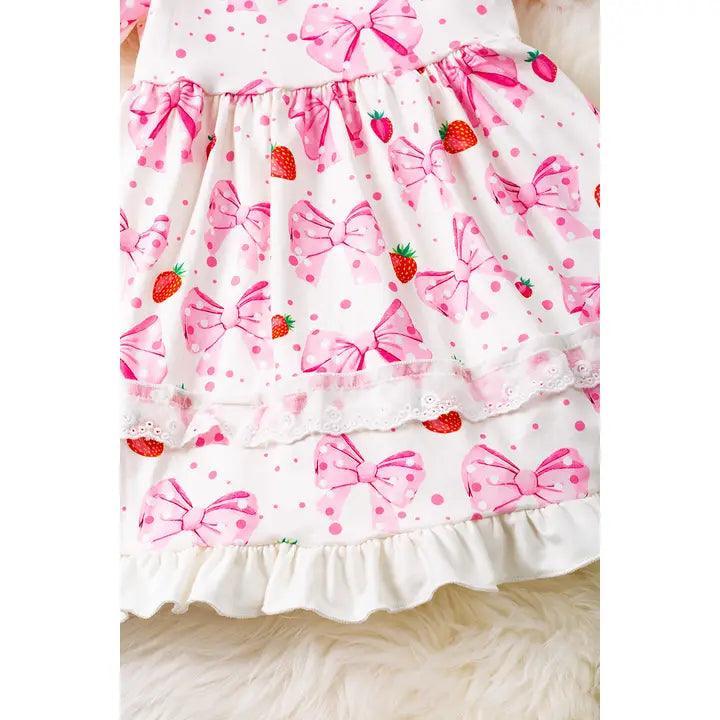 Coquette Bow-Strawberry Printed Dres dress