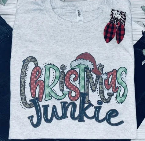 Christmas Junkie (T-Shirt) shirt Ash Grey
