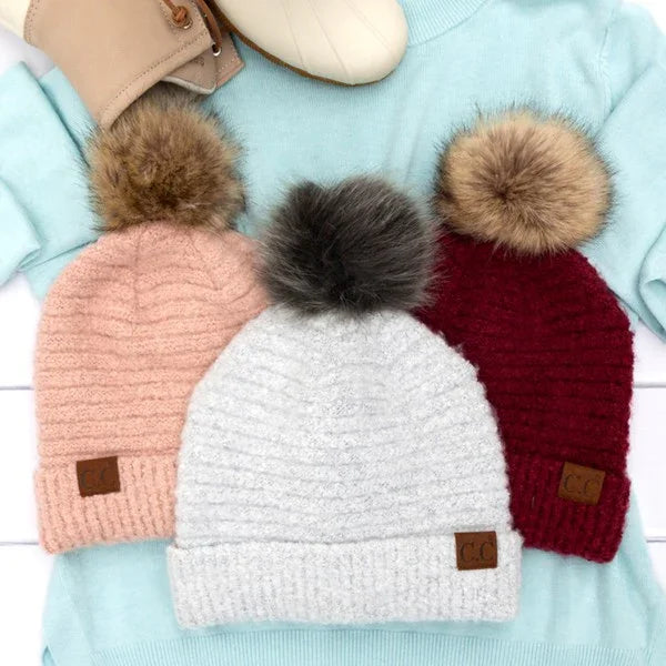 CC Ultra Soft Fur Pom Beanie beanie