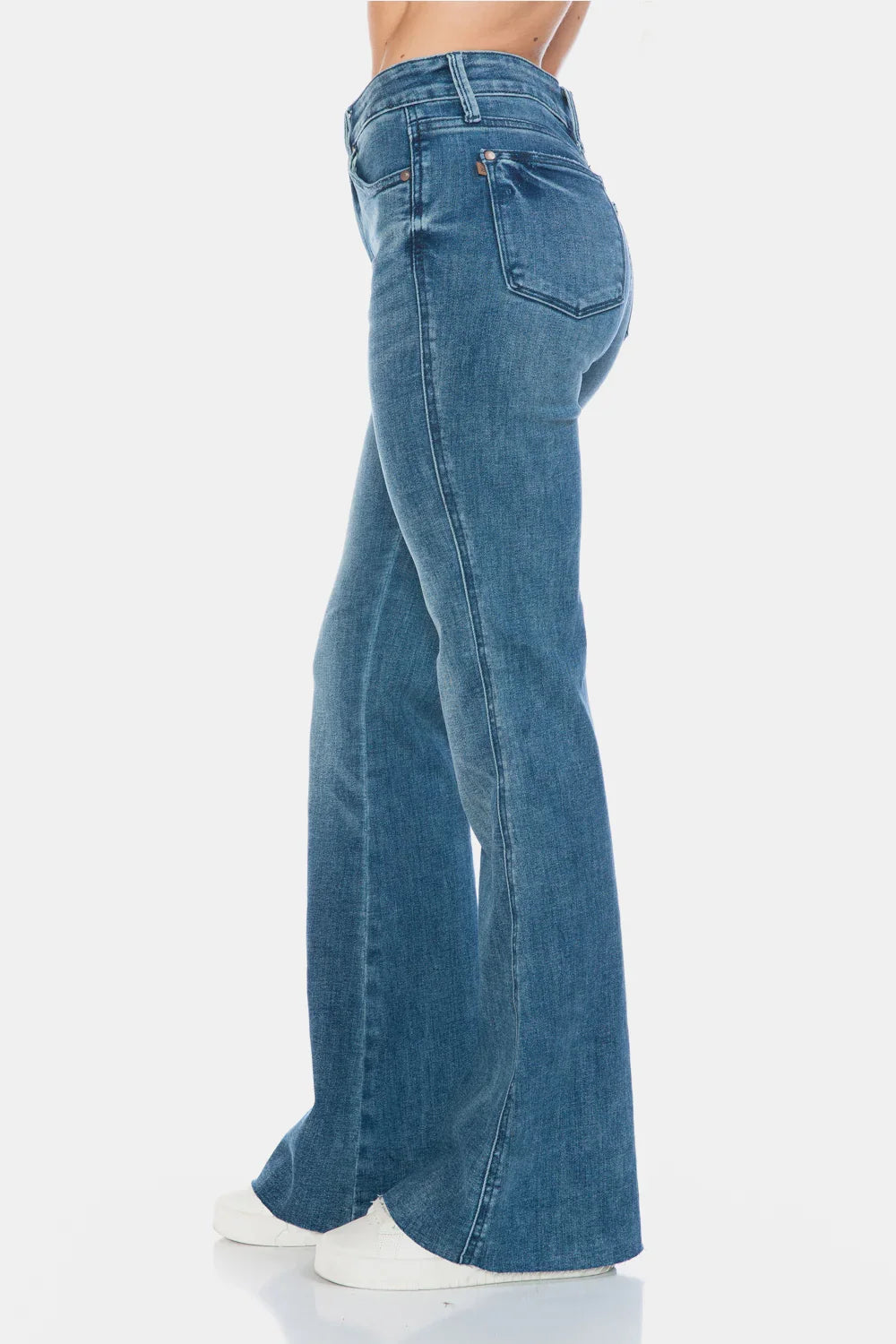 Judy Blue Full Size Tummy Control Cut Hem Flare Jeans Judy Blue