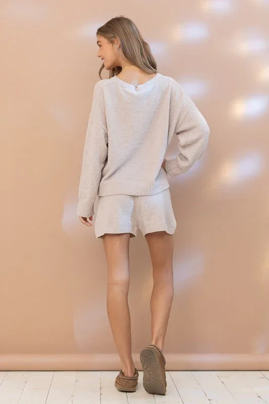 Cozy Soft Top with Shorts Set Clothing Set