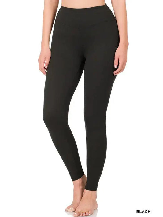 Premium Microfiber Wide Waistband Leggings pants Black