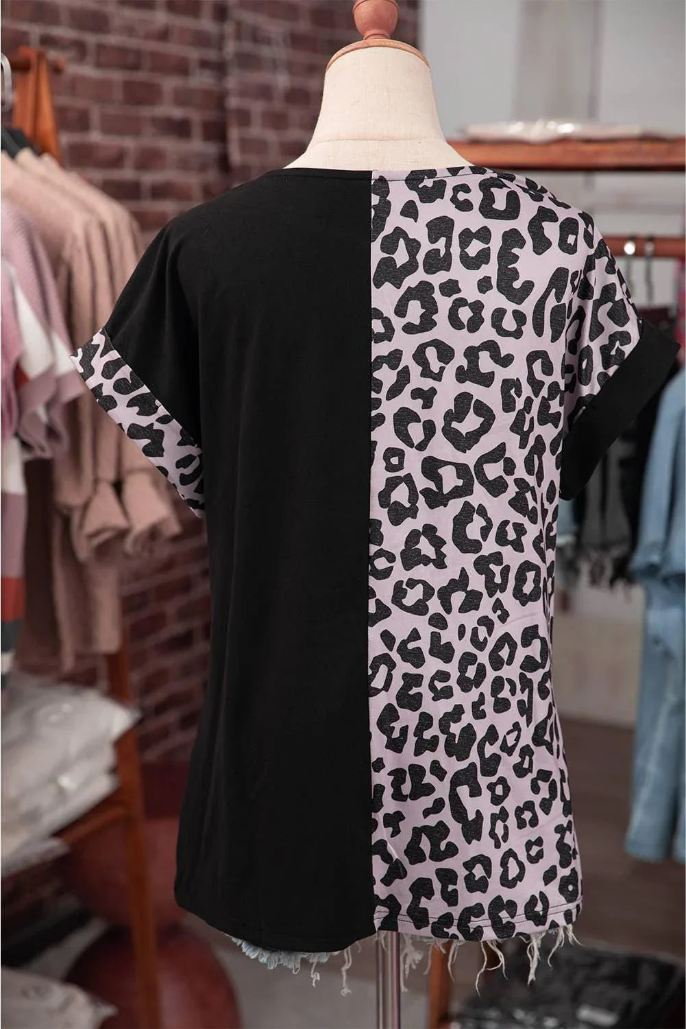 Casual Leopard Patchwork Short Sleeves Top shirt