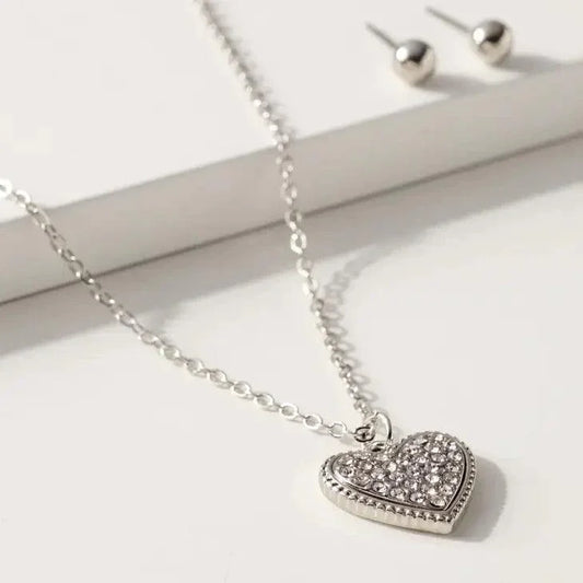 Rhinestone Heart Charm Necklace neclace RHRHCL
