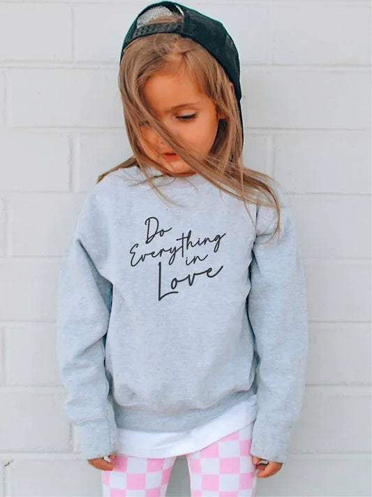Do Everything In Love Toddler Graphic Sweatshirt Childrens sweatshirt Oxford Grey
