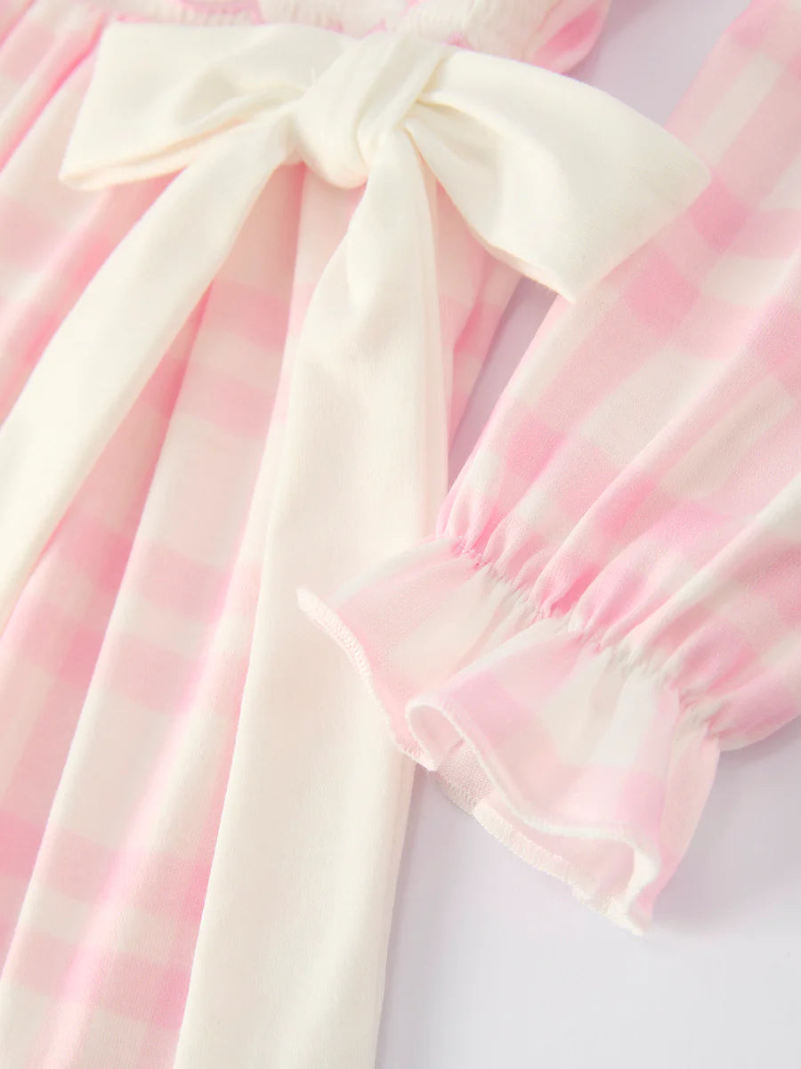 Pink Cute Bow Plaid Baby Dress: Soft and Comfortable Childrens dress