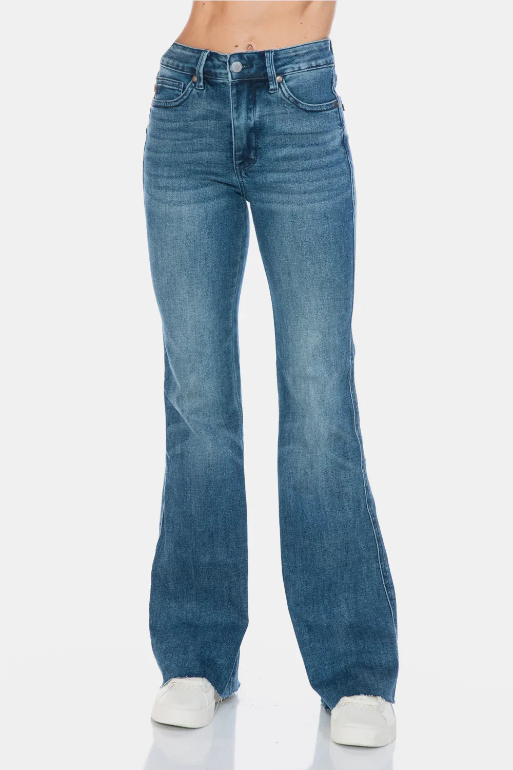 Judy Blue Full Size Tummy Control Cut Hem Flare Jeans Judy Blue