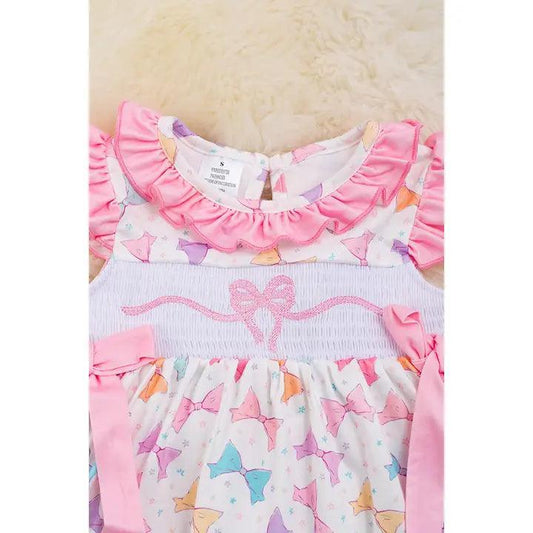 Multi-Printed Bow Smocked Dress dress
