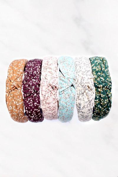 FLOWER PATTERNED KNOTTED HEADBAND, 5.25 INCH