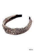 LEOPARD PRINT KNOTTED HEADBAND, 5 INCH Headband Mocha