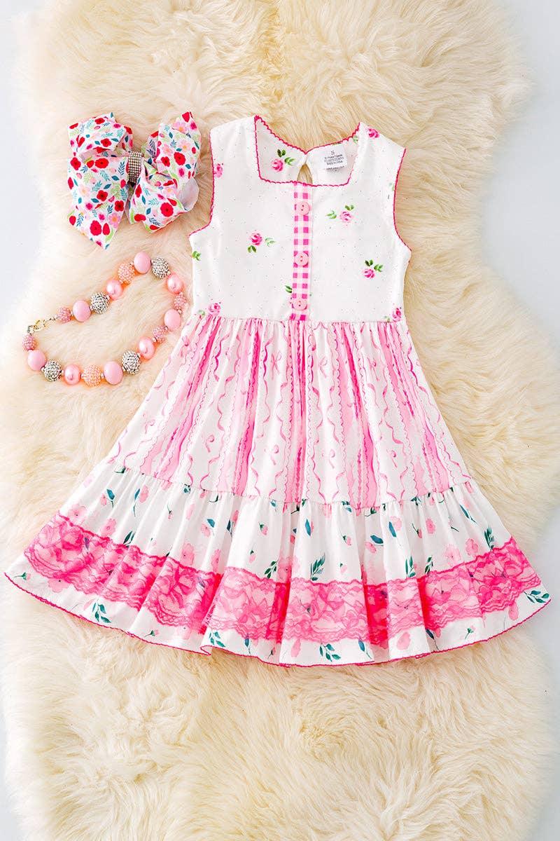 Chick Coquette Floral Dress with Lace Detail | Kentucky Belle M Chick Coquette Floral Dress with Lace Detail | Kentucky Belle M
