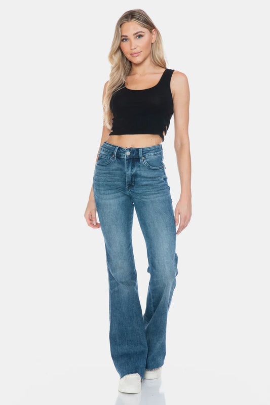 Judy Blue Full Size Tummy Control Cut Hem Flare Jeans Judy Blue