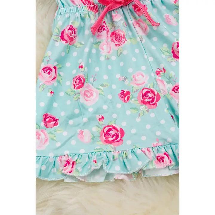 Pastel Blue Floral Printed Romper rompers