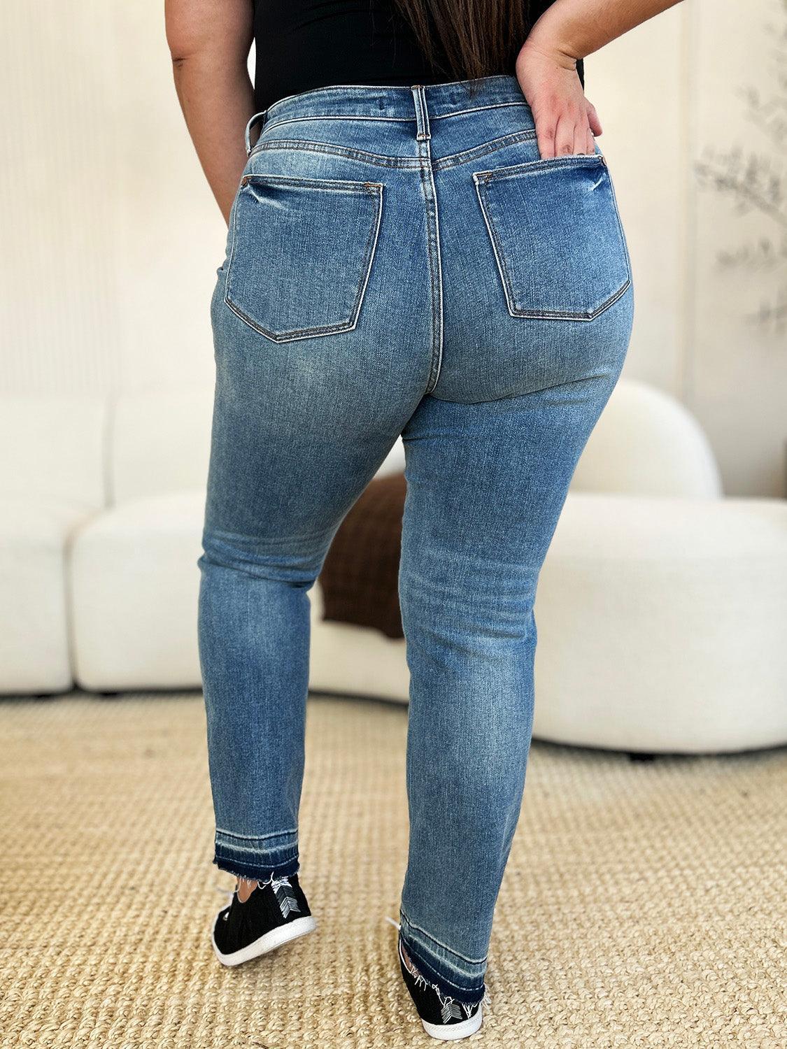 Judy Blue Full Size Mid Rise Rigid Magic Release Hem Jeans Judy Blue