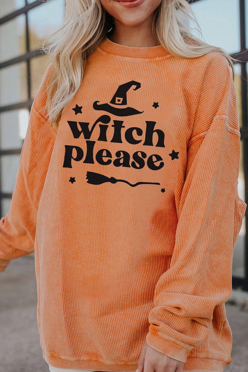 WITCH PLEASE Graphic Dropped Shoulder Sweatshirt Shirt Sherbet