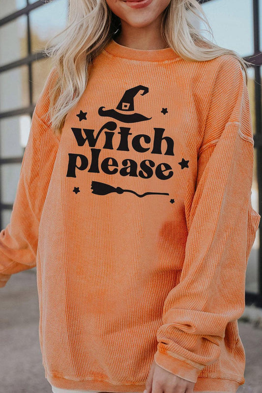 WITCH PLEASE Graphic Dropped Shoulder Sweatshirt Shirt Sherbet