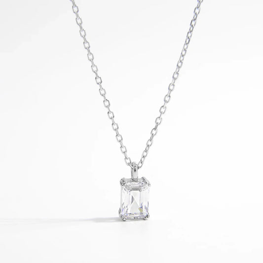Elegant 925 Sterling Silver Zircon Pendant Necklace necklace Silver One Size