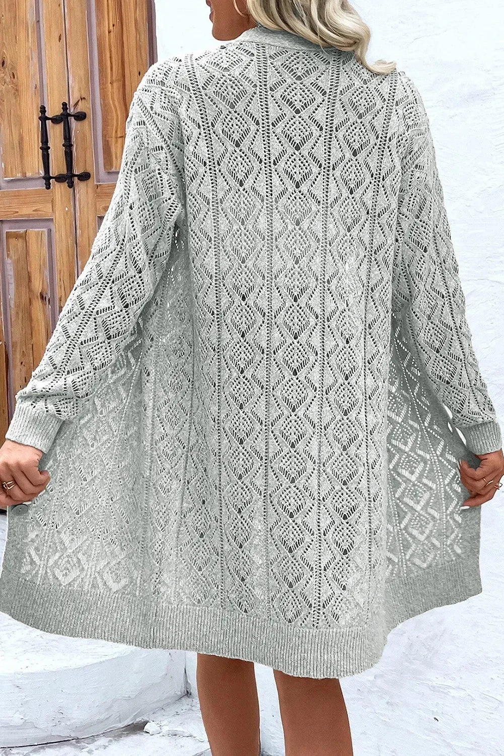 Openwork Button Down Long Sleeve Cardigan cardigan