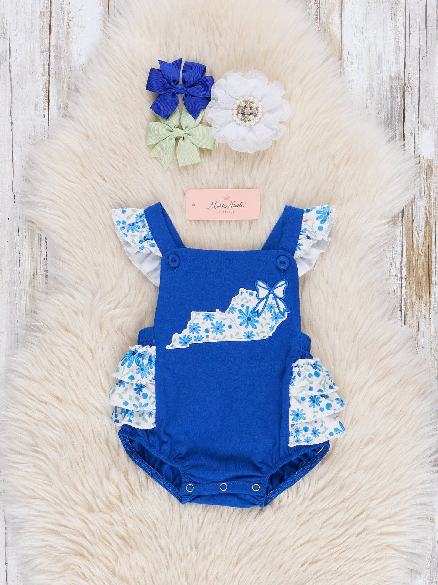 Kentucky Embroidered Floral Ruffle Bubble