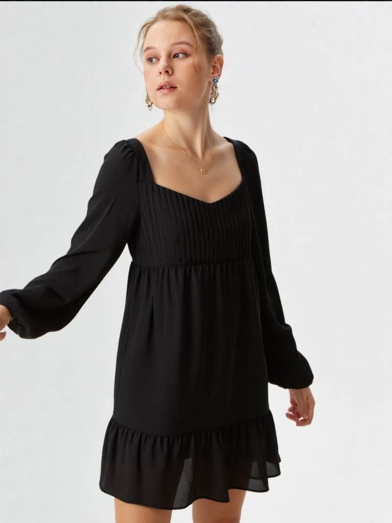 Bust Pleated Backless Holiday Party Mini Dress | Womens Trendy Party & Event Fashion Medium / Black Bust Pleated Backless Holiday Party Mini Dress | Womens Trendy Party & Event Fashion Medium / Black