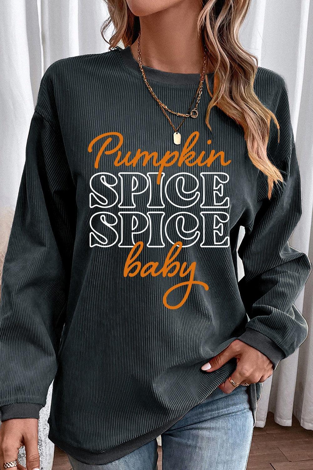 Letter Graphic Round Neck Long Sleeve Sweatshirt Sweatshirt Dark Gray