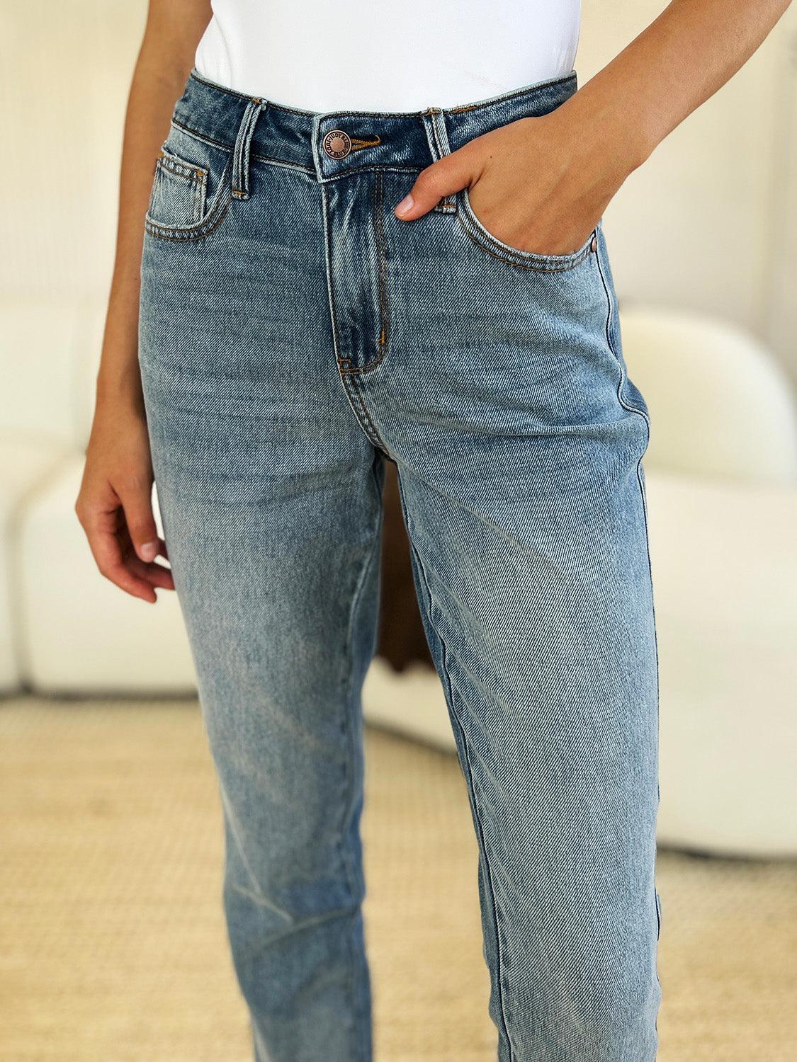Judy Blue Full Size Mid Rise Rigid Magic Release Hem Jeans Judy Blue