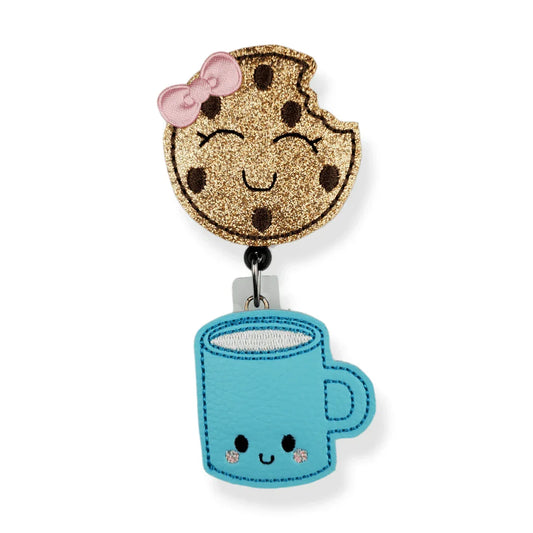 Cookie and Milk Badge Pal badge reel
