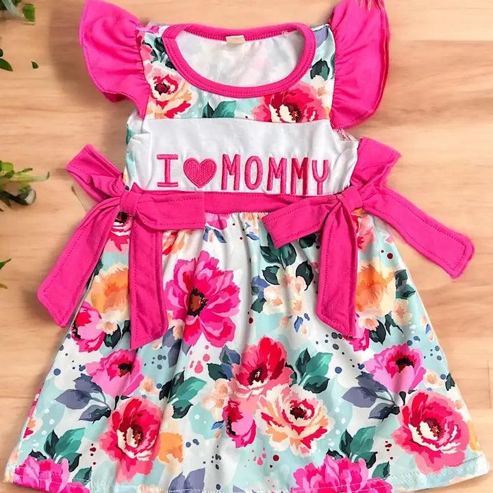 I Love Mommy" Floral Printed Dress dress
