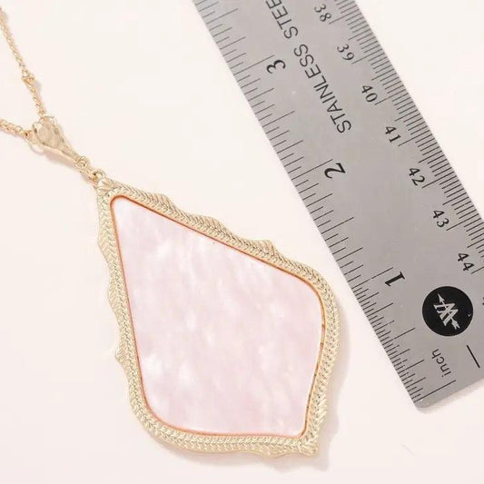 Rhombus Shape Pendant Long Necklace necklace Pink