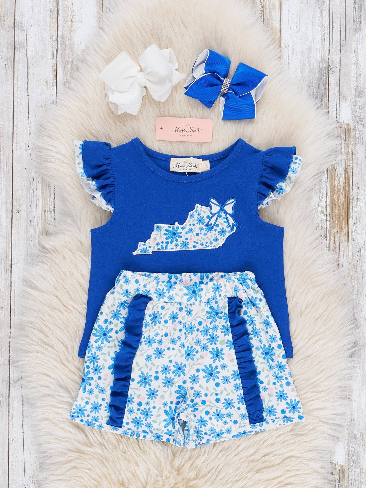 Kentucky Embroidered Floral Ruffle Outfit