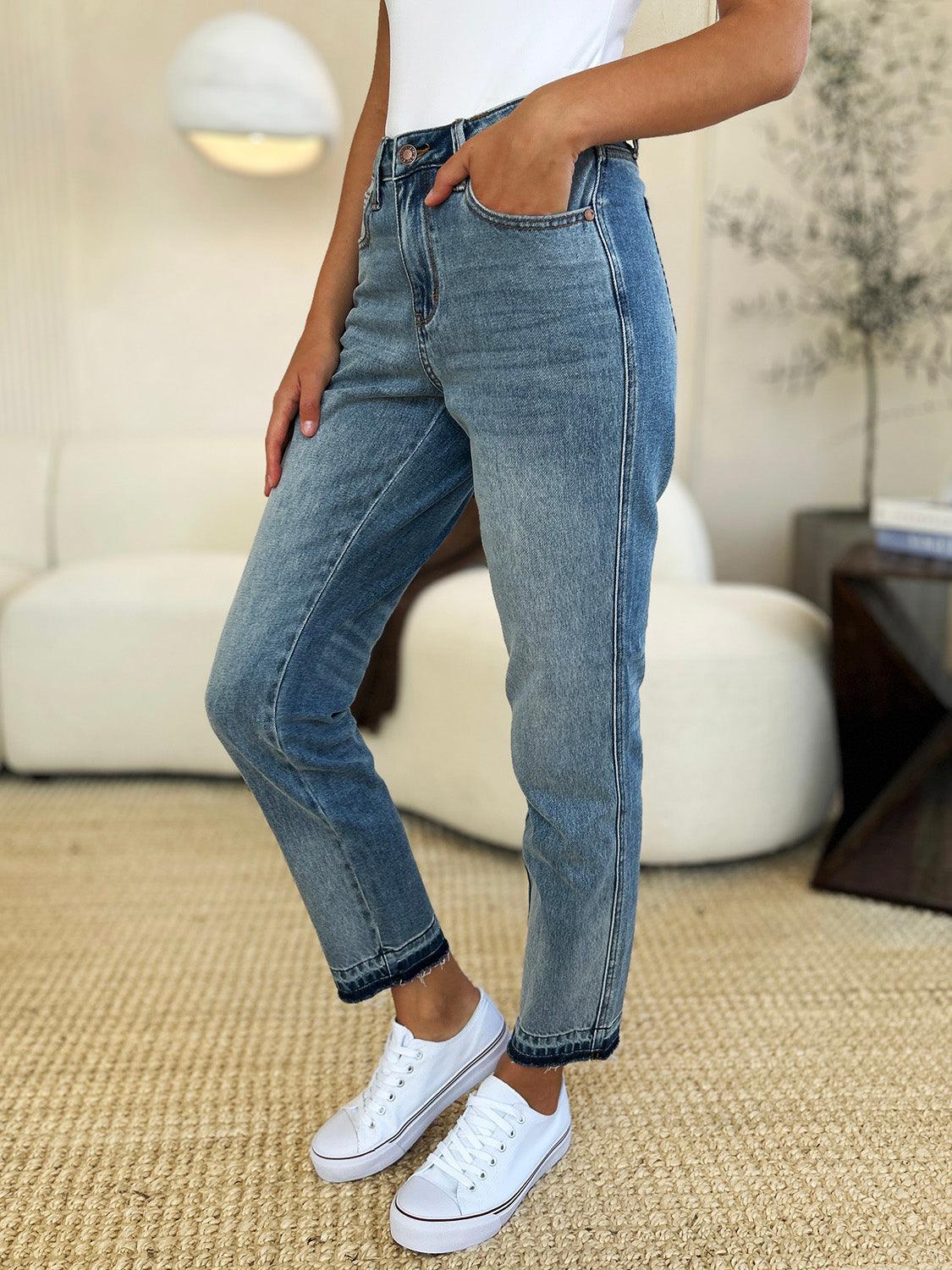 Judy Blue Full Size Mid Rise Rigid Magic Release Hem Jeans Judy Blue