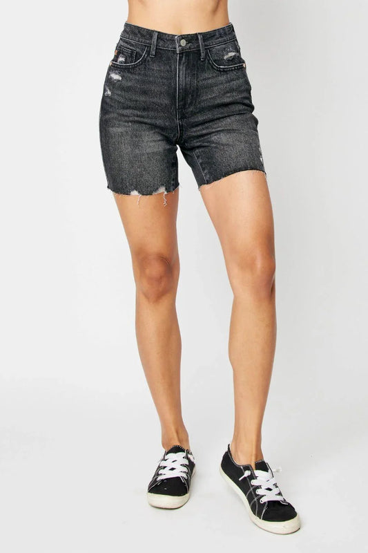 Judy Blue Full Size High Waist Tummy Control Denim Shorts Judy Blue Black