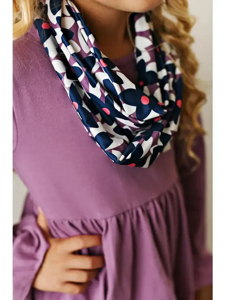 Kids Hi-Lo Lavender & Floral Print 3 Piece Scarf Set