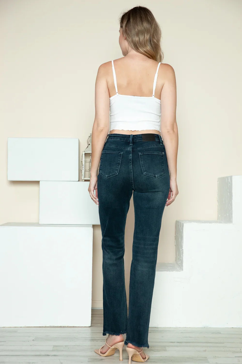 Judy Blue Full Size Button Fly Hem Destroy Straight Jeans Judy Blue