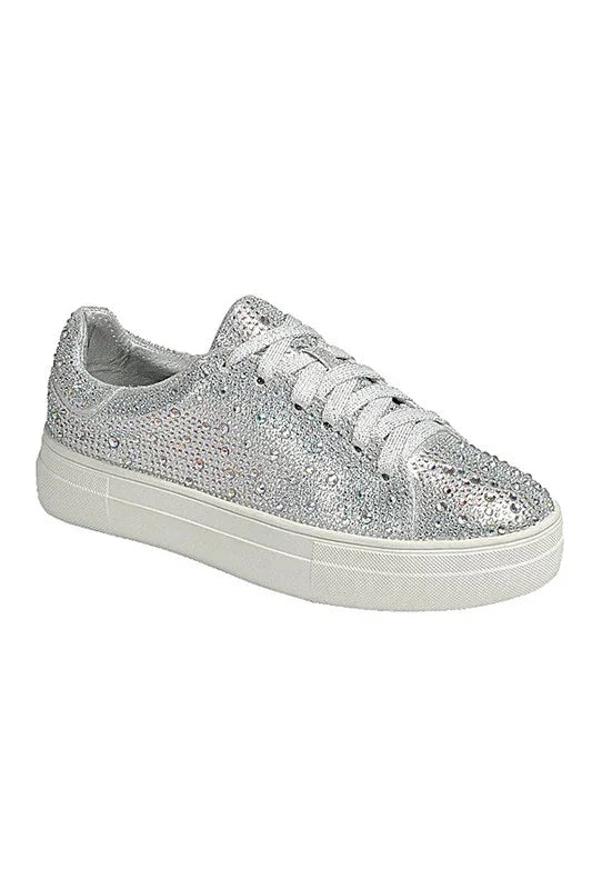 DOLCE-66-RHINESTONE SNEKAERS SILVER
