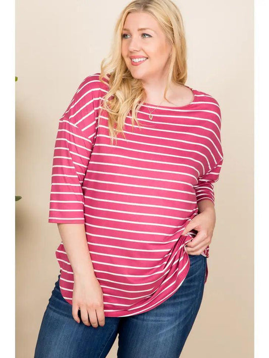 Plus Size Striped Brush Tunic Top shirt 3XL