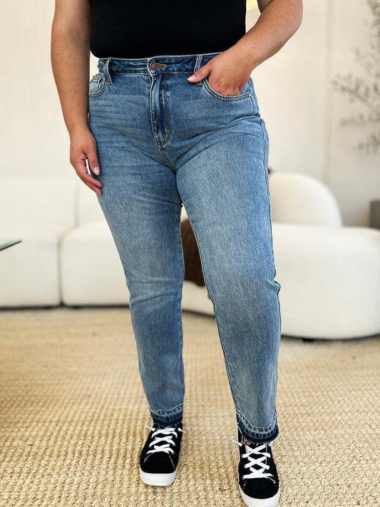 Judy Blue Full Size Mid Rise Rigid Magic Release Hem Jeans Judy Blue