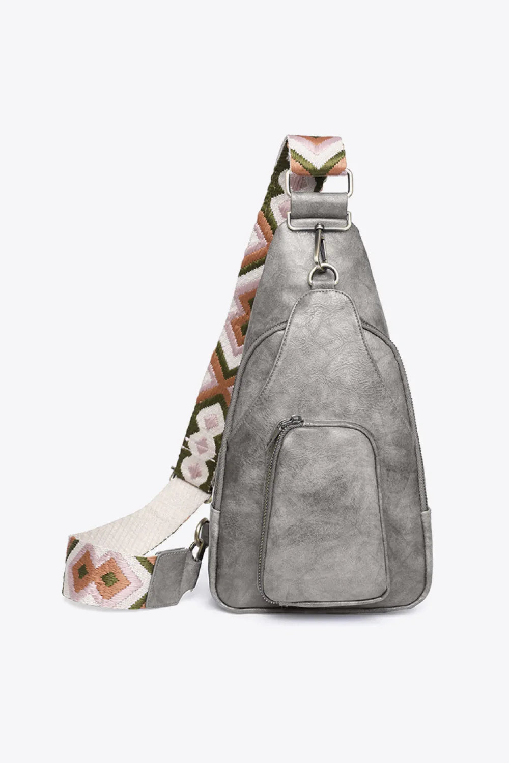 Adored Take A Trip PU Leather Sling Bag Bags/Totes Mid Gray One Size
