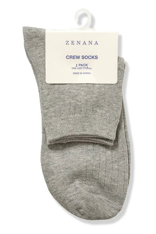 Zenana Cotton Crew Socks socks Grey