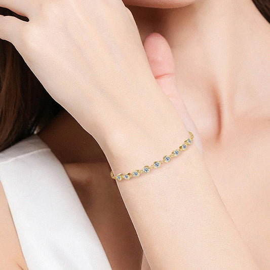 Inlaid Moissanite 925 Sterling Silver Bracelet Bracelet Gold One Size
