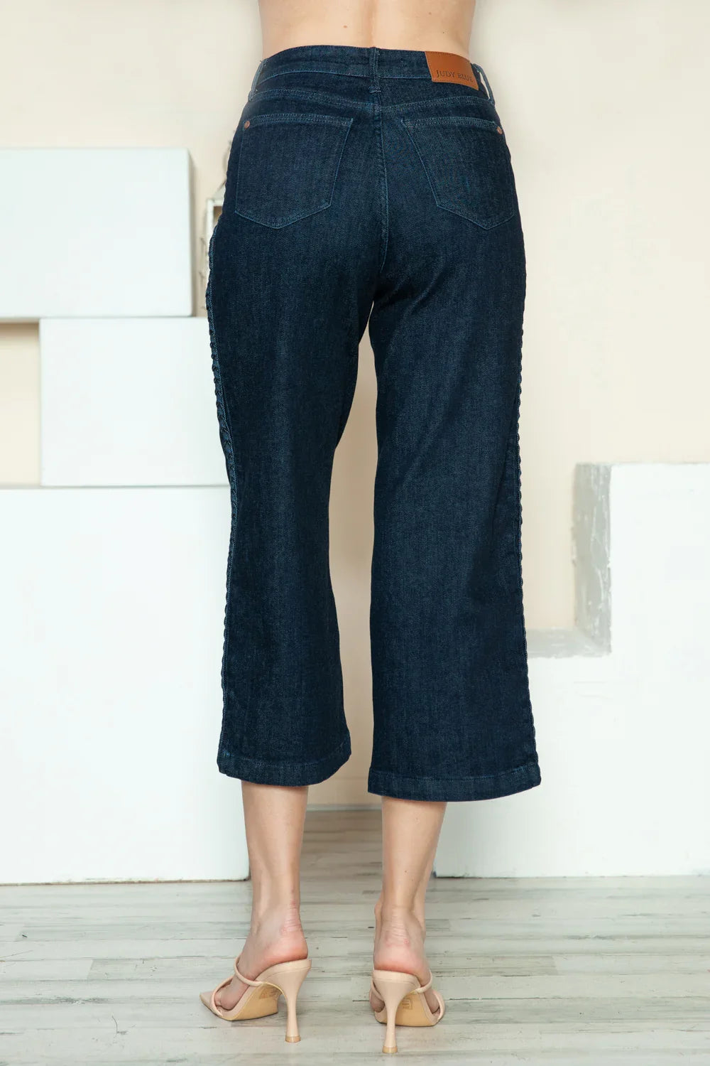 Judy Blue Full Size Side Seam Braid Detail Crop Wide Leg Jeans Judy Blue
